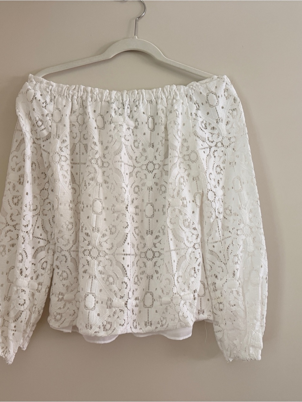 White House Black Market White Lace Off-Shoulder Blouse